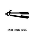 Hair iron iconÃÂ  vector isolated on white background, logo concept of Hair ironÃÂ  sign on transparent background, black filled